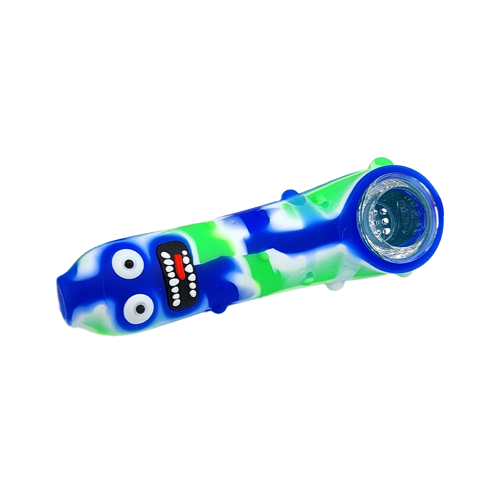 15195993835-ameba01.png Pipe De Vidro Com Silicone - Ameba Azul - Imagem 1