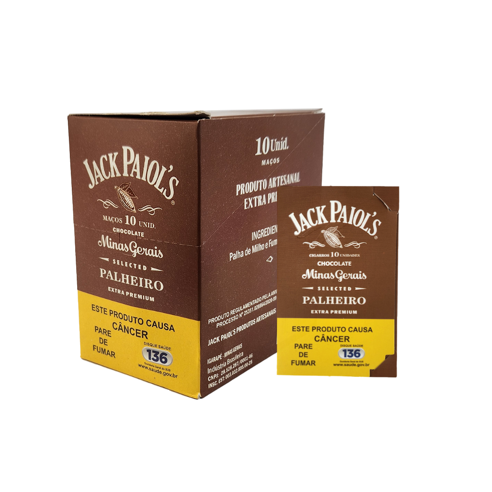 15208797182-jackp25.png Display Cigarro De Palha Jack Paiol's Extra Premium - Chocolate (CX/10 Maços De 10un) - Imagem 1