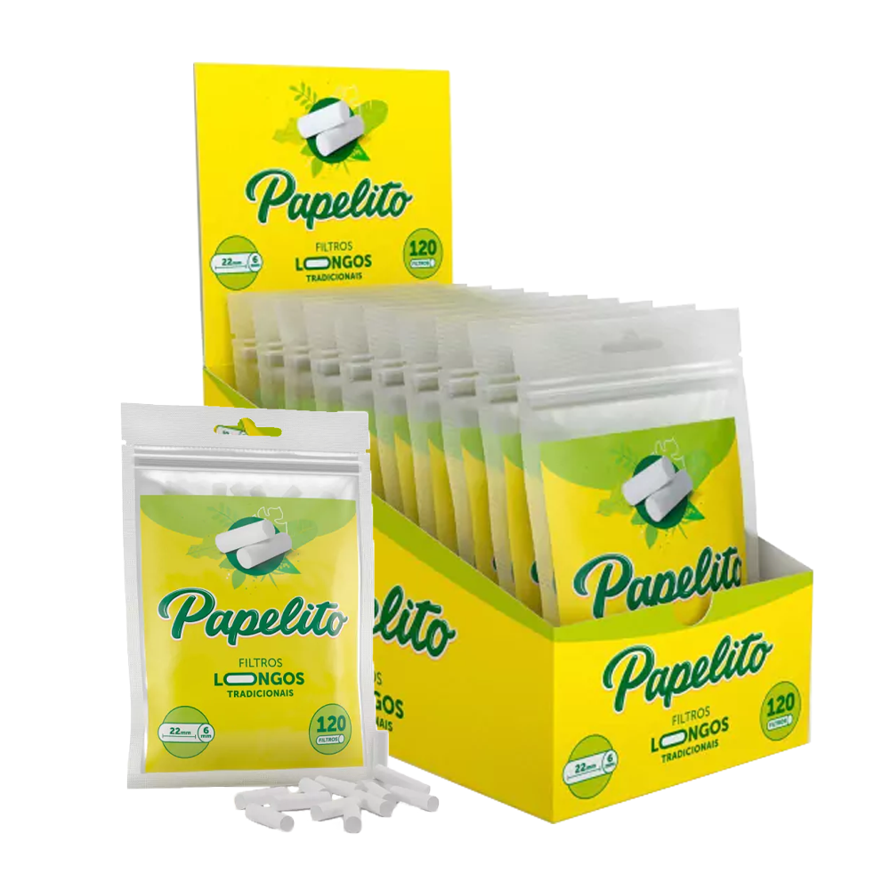 15238652895-isuque14.png Display Filtro Papelito Tradicional Longo 22mm X 6mm (CX/10 Pacotes de 120un) - Imagem 1