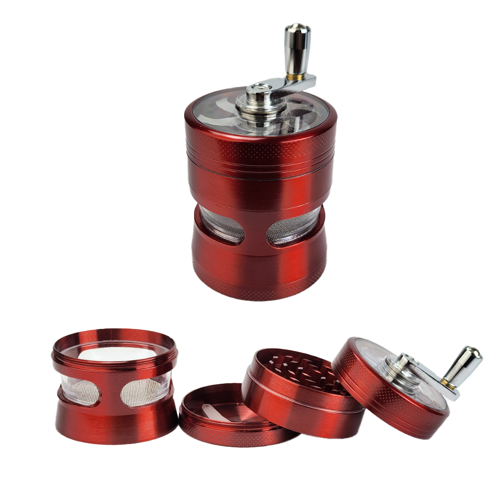 15268911210-ubabs12.png Dichavador De Metal DK Manivela Visor Grande - Vermelho - Imagem 1