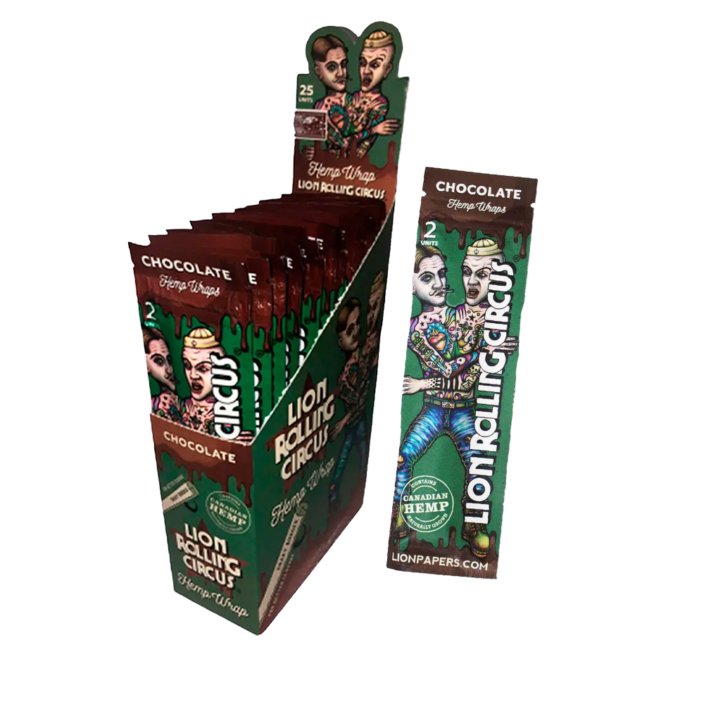 15301191897-wwaaq33.png Display Seda Blunt Lion Circus Hemp Wraps Chocolate (Caixa com 25un com 2 Folhas) - Imagem 1