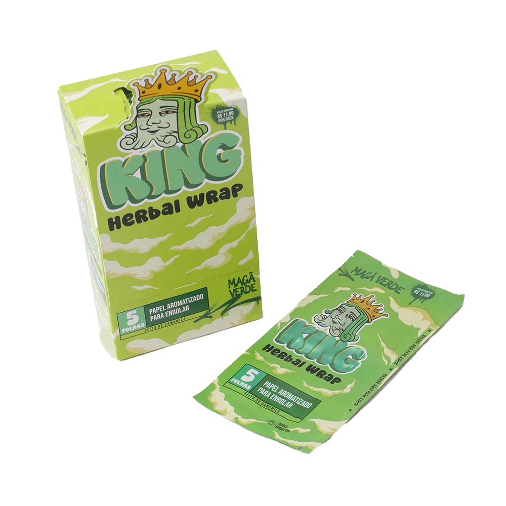 15319676273-kingwra14.png Display Seda Blunt King Herbal Wrap - Maçã Verde (Caixa com 25 uni com 5 Folhas) - Imagem 1
