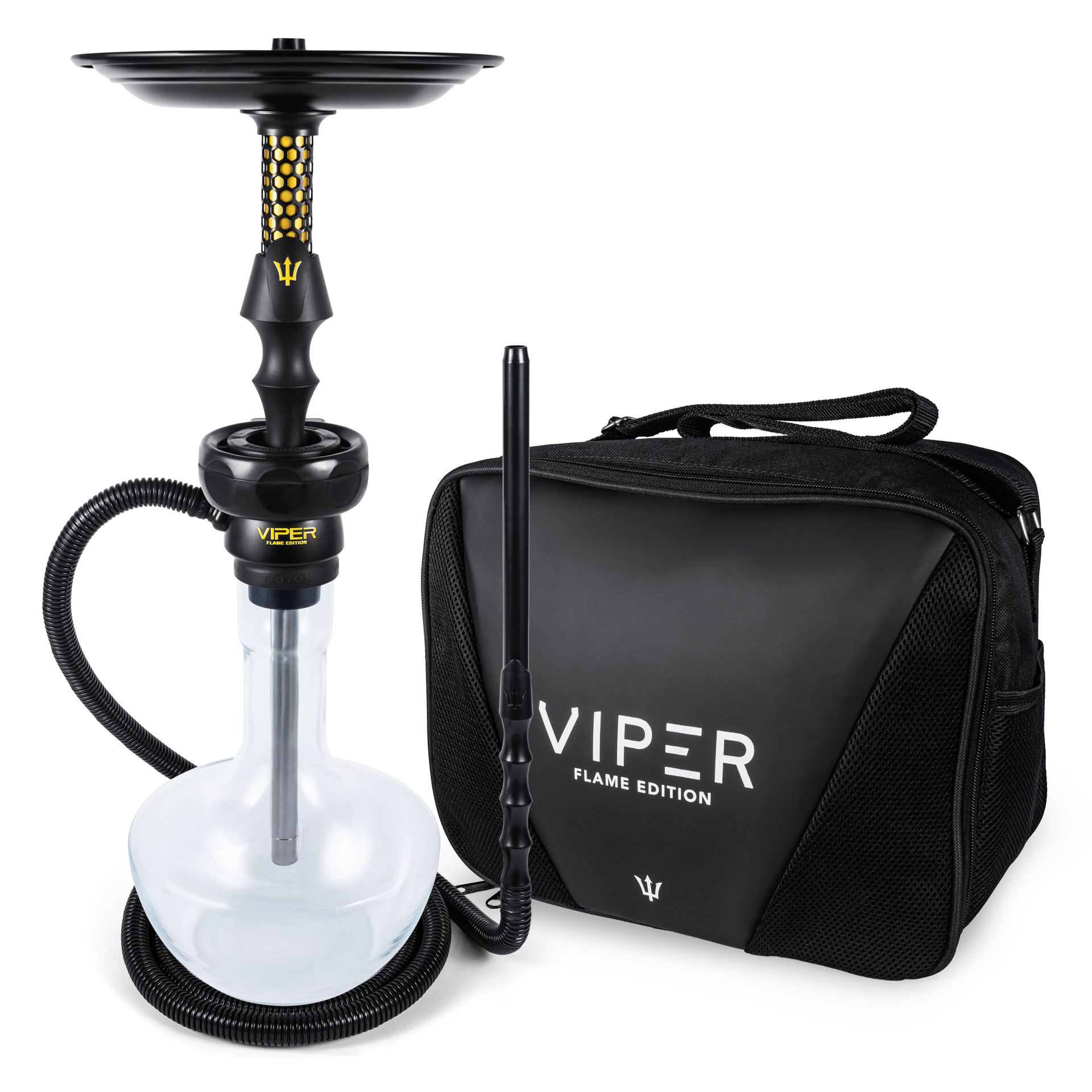 15559819142-01-viper-flame-dourado-002-1.jpg Narguile Completo Triton Viper Flame Edition Bolsa - Dourado - Imagem 1